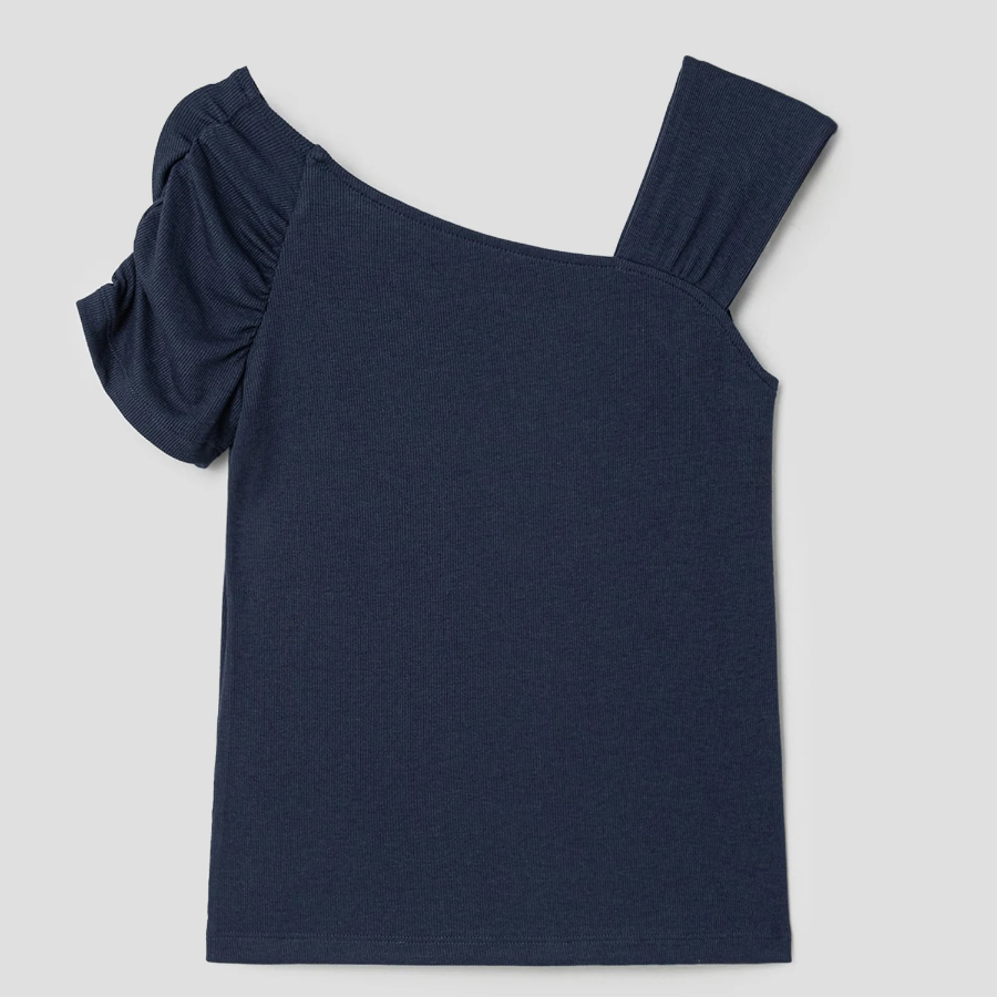 8 seconds Unbalanced Sleeve Top – Navy