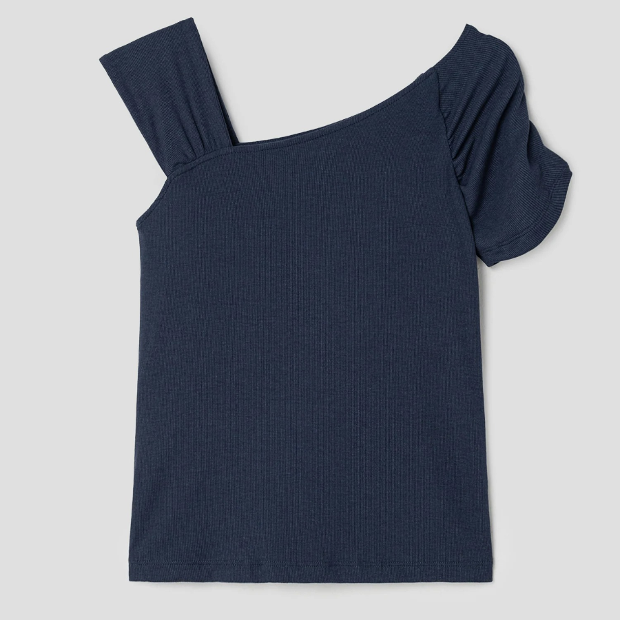 8 seconds Unbalanced Sleeve Top – Navy
