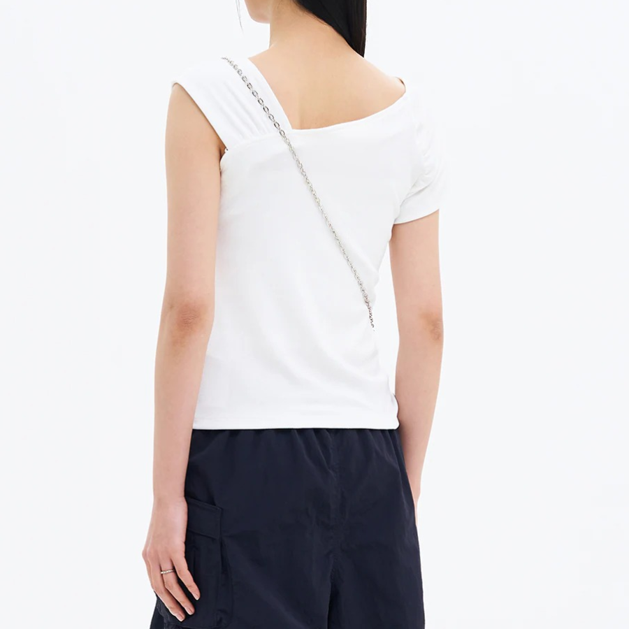 8 seconds Unbalanced Sleeve Top – White