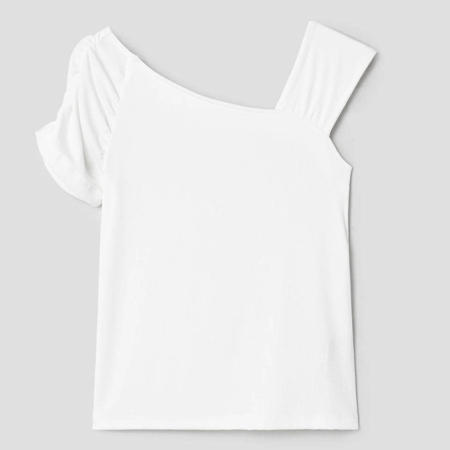 8 seconds Unbalanced Sleeve Top – White