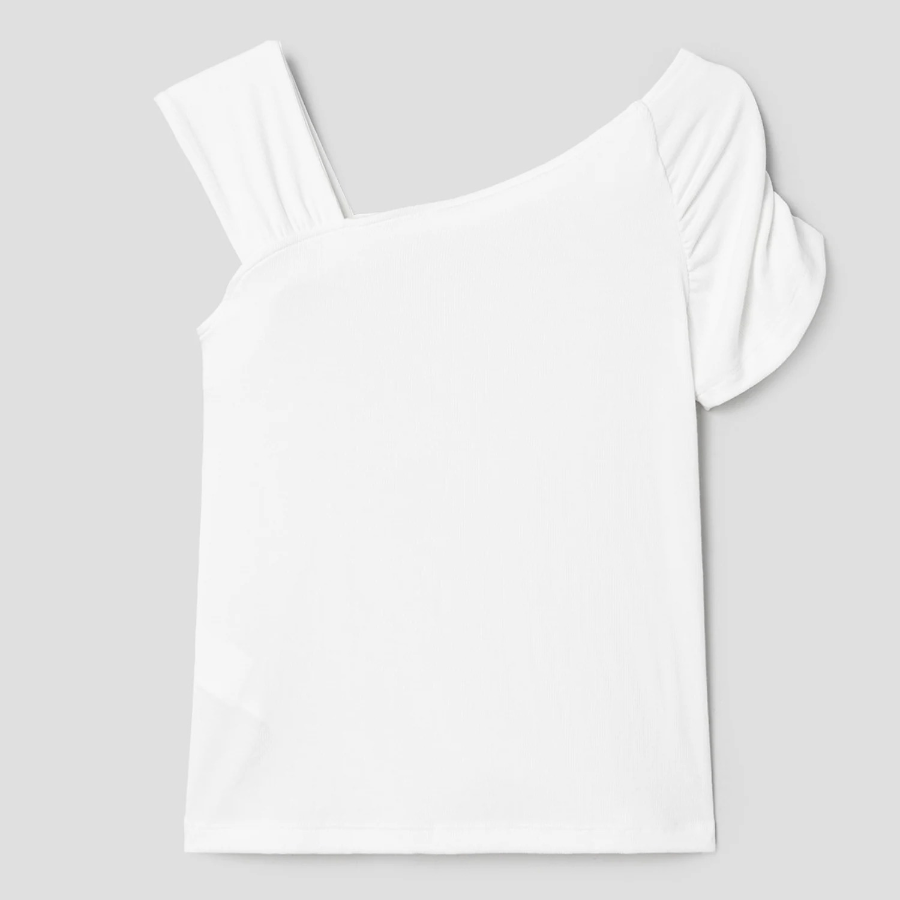 8 seconds Unbalanced Sleeve Top – White