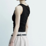 8 seconds Eyelet Point Sleeveless Top – Black