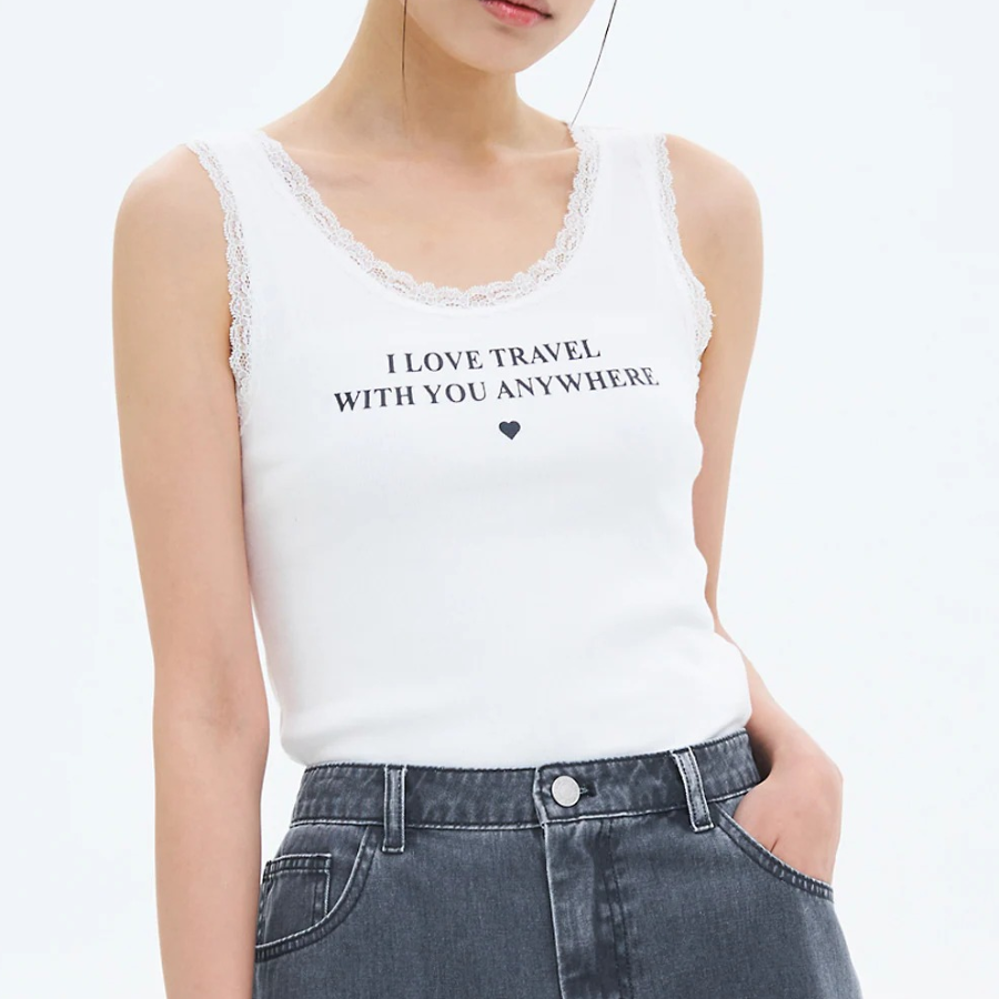 8 seconds Lettering Sleeveless Top – White
