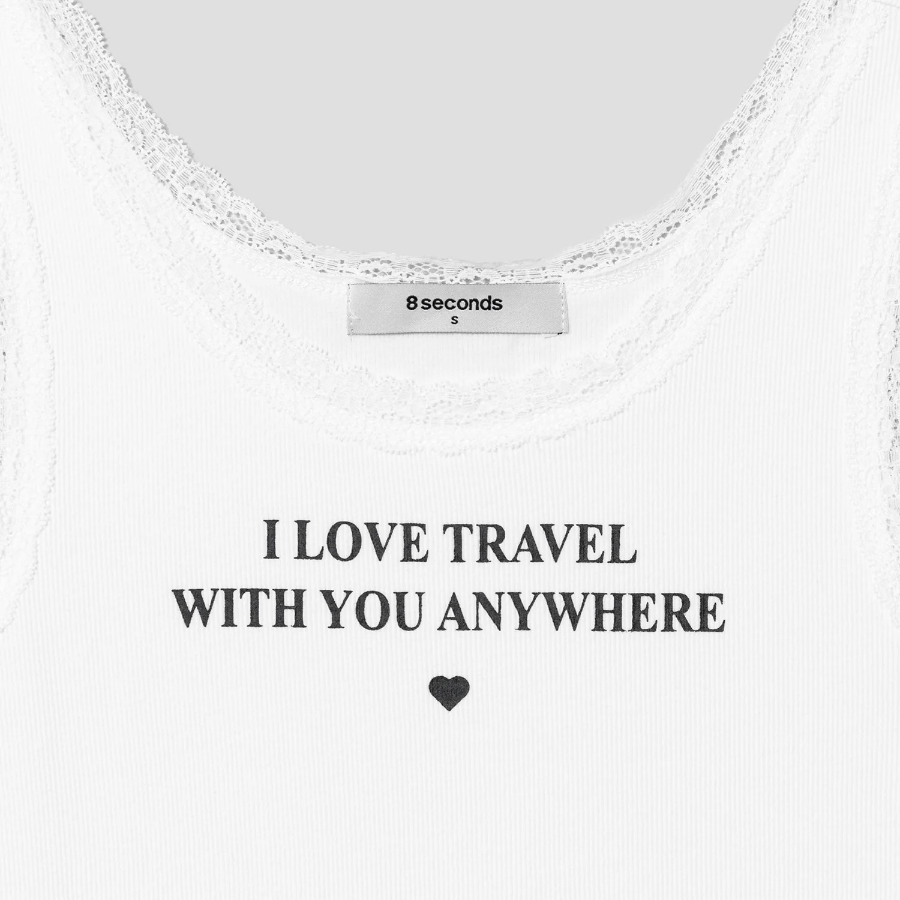 8 seconds Lettering Sleeveless Top – White