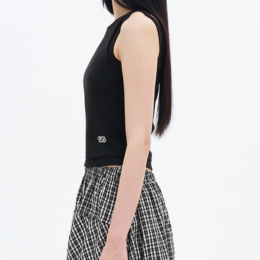 8 seconds Asymmetric Neckline Sleeveless – Black