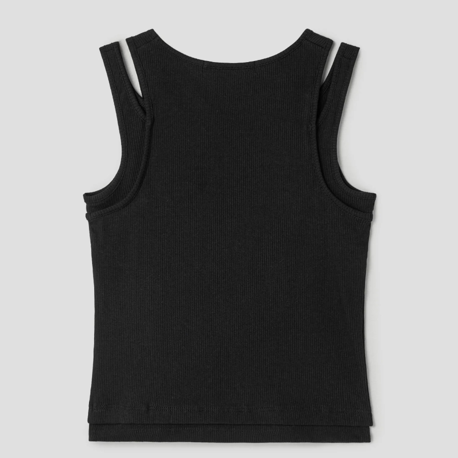 8 seconds Asymmetric Neckline Sleeveless – Black