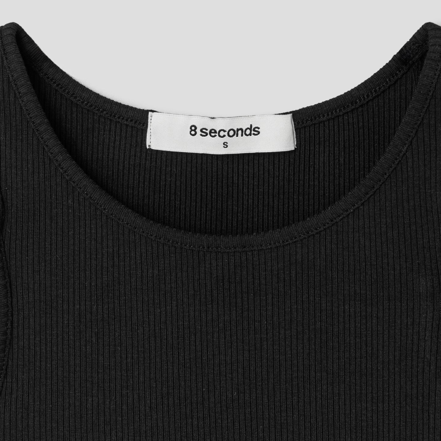 8 seconds Asymmetric Neckline Sleeveless – Black