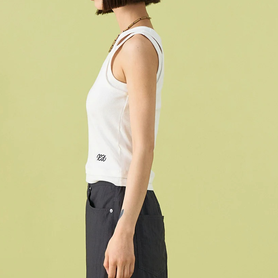 8 seconds Asymmetric Neckline Sleeveless – White