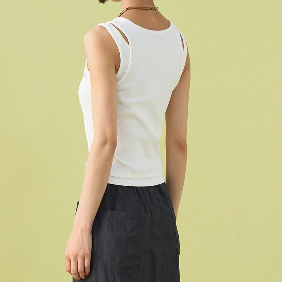 8 seconds Asymmetric Neckline Sleeveless – White