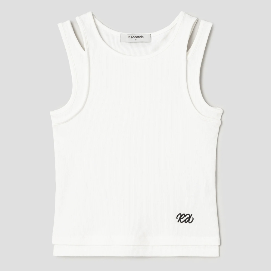 8 seconds Asymmetric Neckline Sleeveless – White