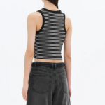 8 seconds Striped Semi-Crop Tank Top – Black