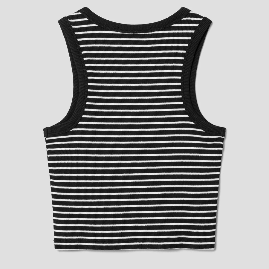 8 seconds Striped Semi-Crop Tank Top – Black