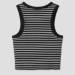 8 seconds Striped Semi-Crop Tank Top – Black