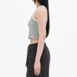 8 seconds Striped Semi-Crop Tank Top – Ivory