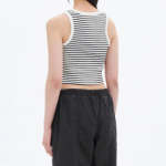 8 seconds Striped Semi-Crop Tank Top – Ivory