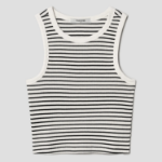 8 seconds Striped Semi-Crop Tank Top – Ivory