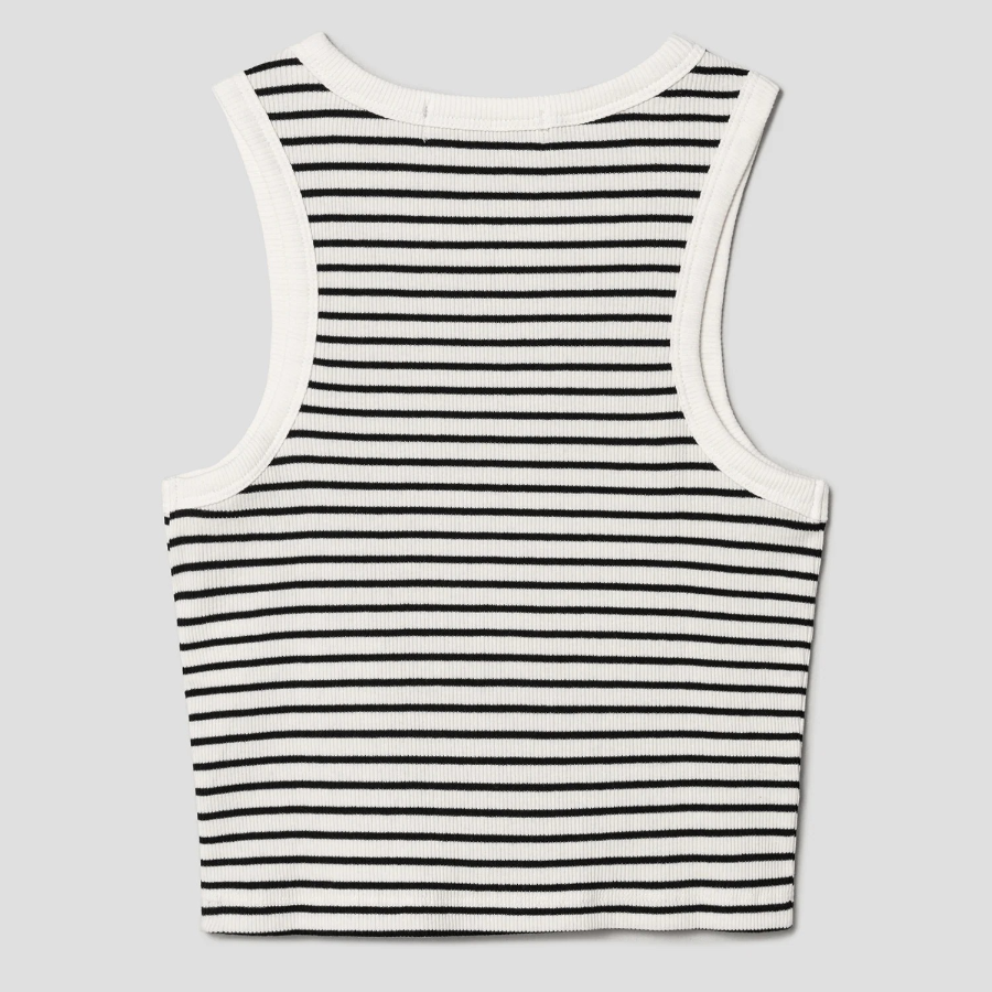 8 seconds Striped Semi-Crop Tank Top – Ivory