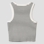 8 seconds Striped Semi-Crop Tank Top – Ivory