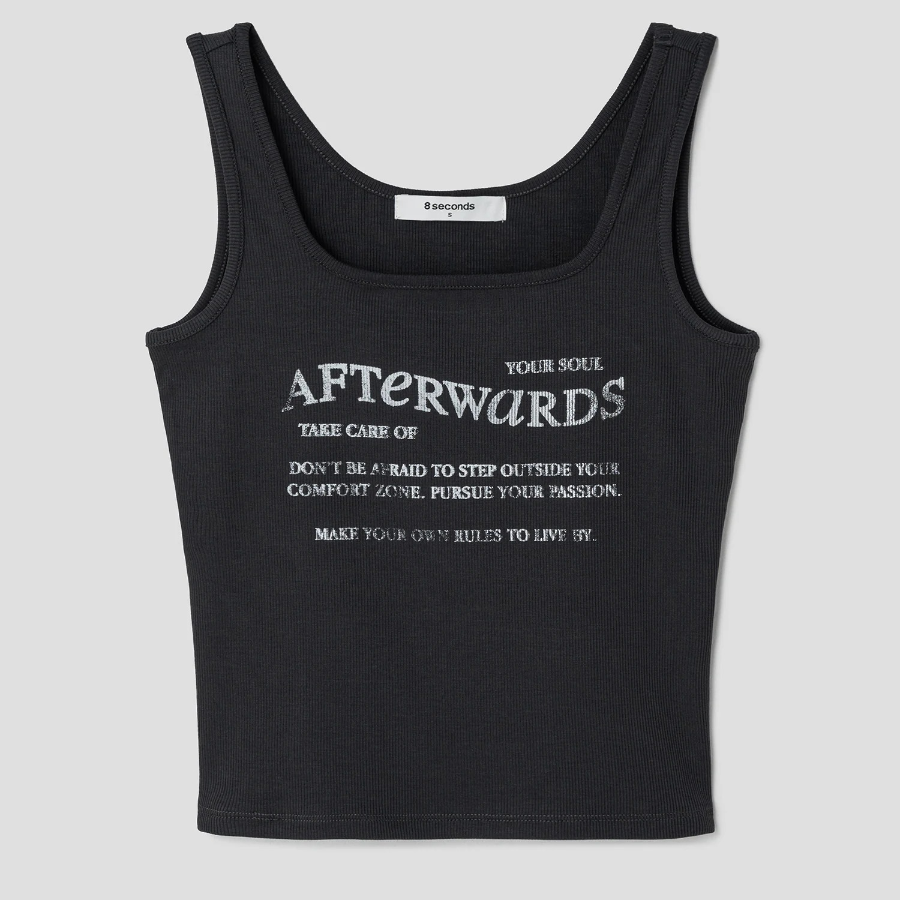 8 seconds Graphic Sleeveless T-shirt – Ash