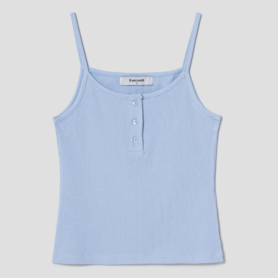 8 seconds Ribbed Cardi Top – Sky Blue