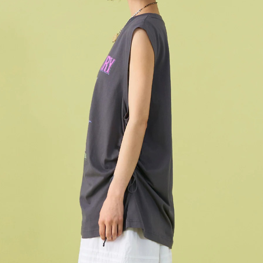 8 seconds Oversized Graphic Sleeveless – Ash