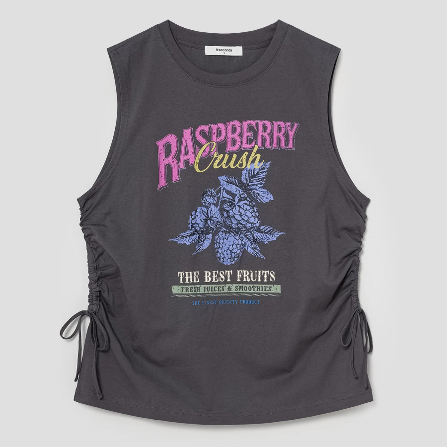 8 seconds Oversized Graphic Sleeveless – Ash