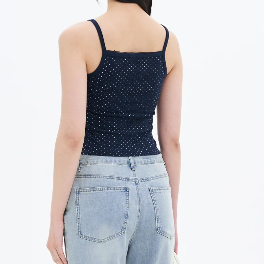 8 seconds Layered Dot Sleeveless Top – Navy