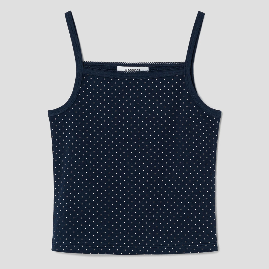 8 seconds Layered Dot Sleeveless Top – Navy