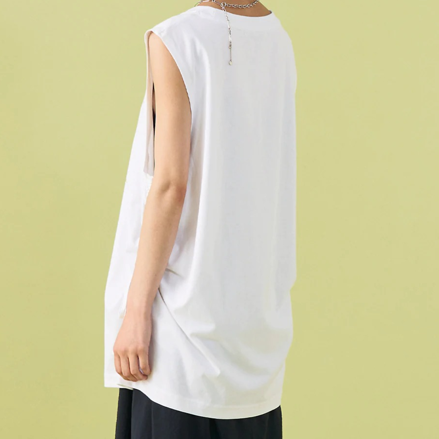 8 seconds Oversized Graphic Sleeveless T-shirt – White