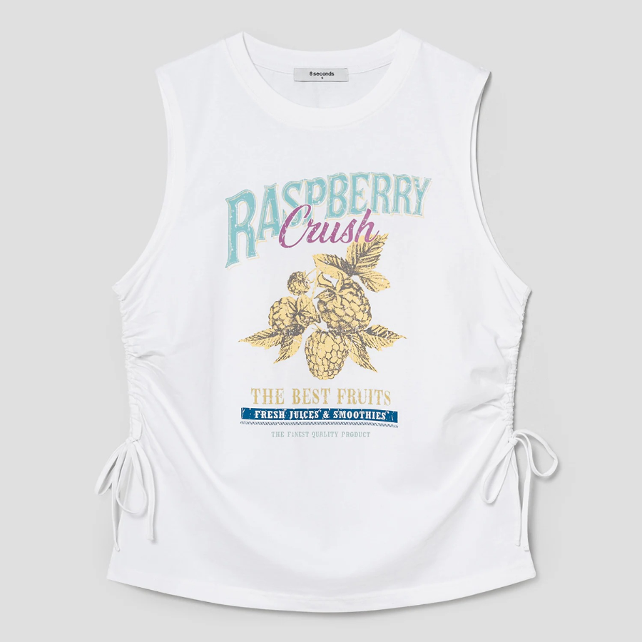 8 seconds Oversized Graphic Sleeveless T-shirt – White