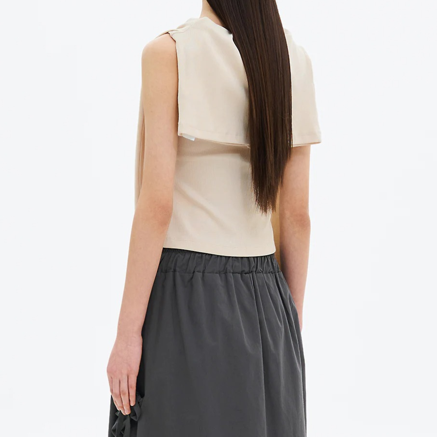 8 seconds Ribbed Button-Up Cardi Top – Beige