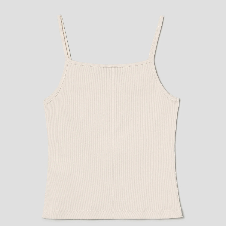 8 seconds Ribbed Button-Up Cardi Top – Beige