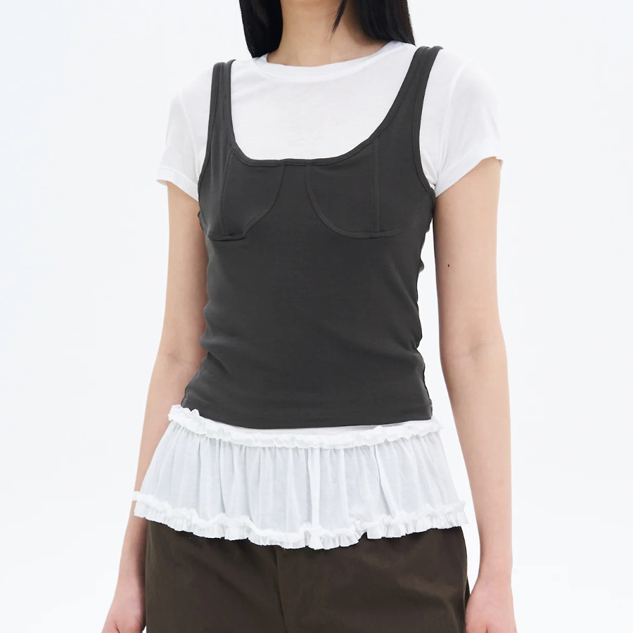 8 seconds Jersey Bustier Top – Dark Grey