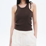 8 seconds Ribbon Shoulder Sleeveless T-shirt – Brown