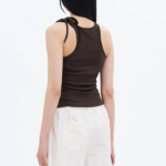 8 seconds Ribbon Shoulder Sleeveless T-shirt – Brown