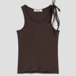 8 seconds Ribbon Shoulder Sleeveless T-shirt – Brown