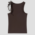 8 seconds Ribbon Shoulder Sleeveless T-shirt – Brown