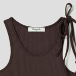 8 seconds Ribbon Shoulder Sleeveless T-shirt – Brown