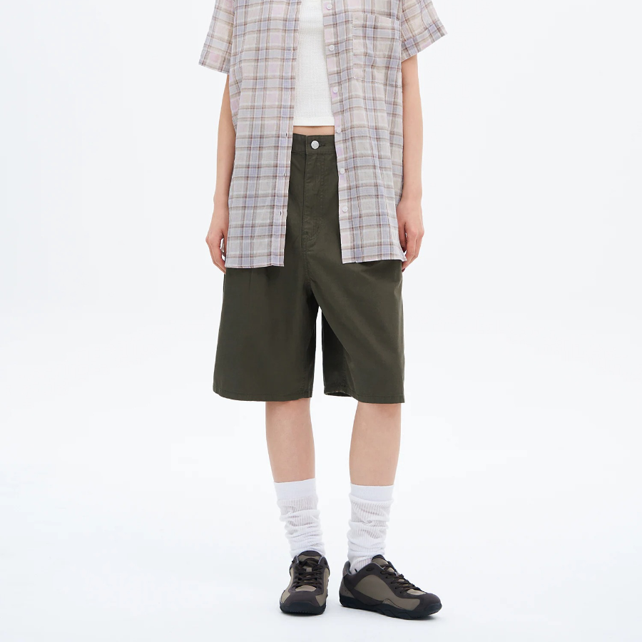 8 seconds Cotton-Washed Bermuda Shorts – Khaki