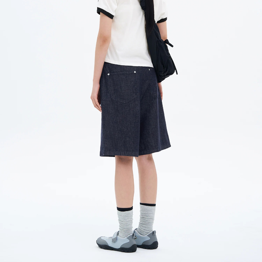 8 seconds Lightweight Linen Denim Shorts – Navy