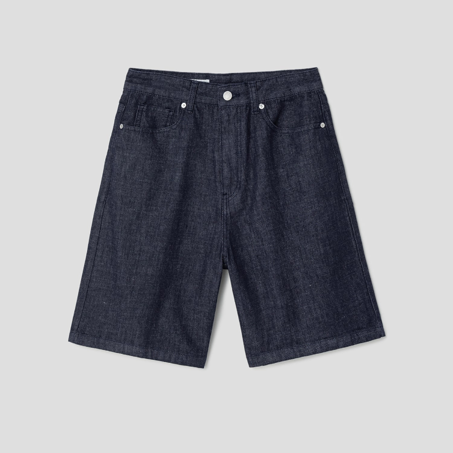 8 seconds Lightweight Linen Denim Shorts – Navy