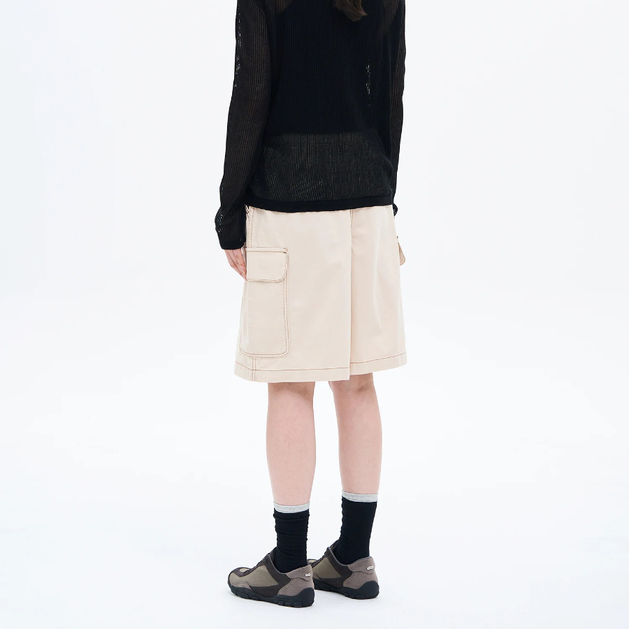 8 seconds Cotton Dyeing Bermuda Pants — Beige