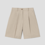8 seconds Cotton Tuck Bermuda Pants — Beige