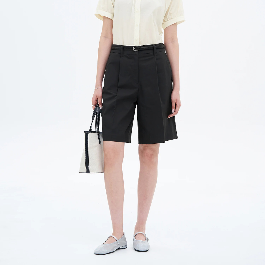 8 seconds Cotton Tuck Bermuda Pants — Ash