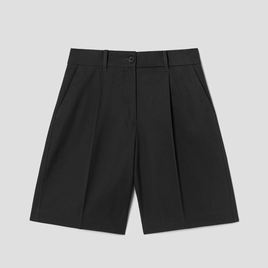 8 seconds Cotton Tuck Bermuda Pants — Ash