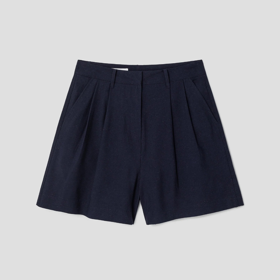8 seconds Linen‑Like Shorts — Navy