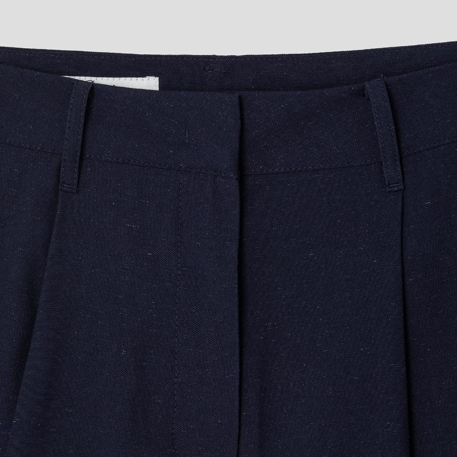 8 seconds Linen‑Like Shorts — Navy