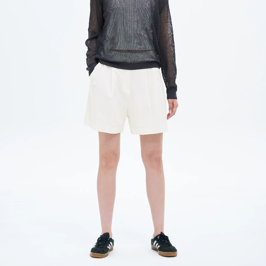 8 seconds Linen‑Like Shorts — Ivory