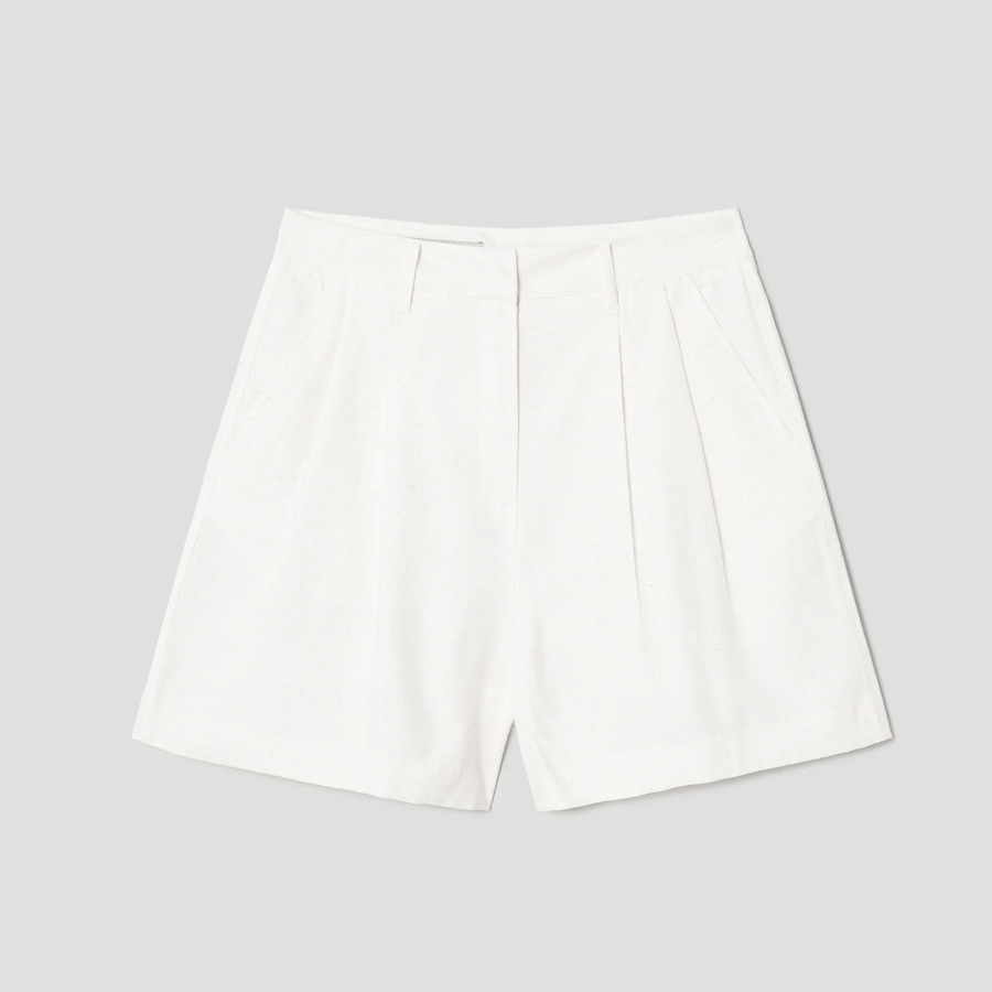 8 seconds Linen‑Like Shorts — Ivory
