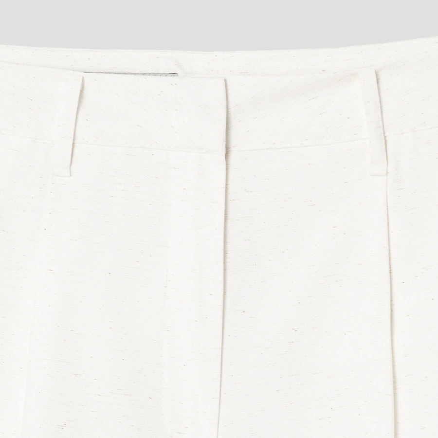 8 seconds Linen‑Like Shorts — Ivory